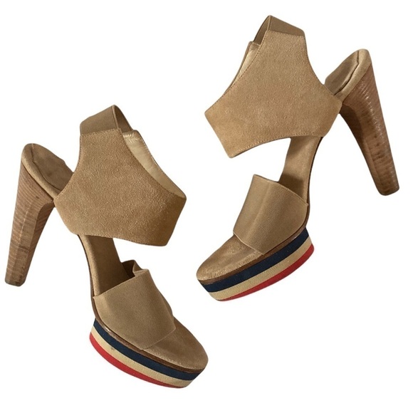 Dusica Dusica Suede Sandals Tri color Platform High Heels Made in Italy - Picture 3 of 10